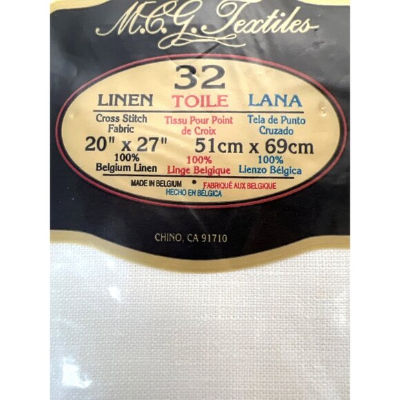 M.C.G. Textiles 32 Count Belgian Linen 20" X 27" Cross Stitch Fabric White - Picture 2 of 2